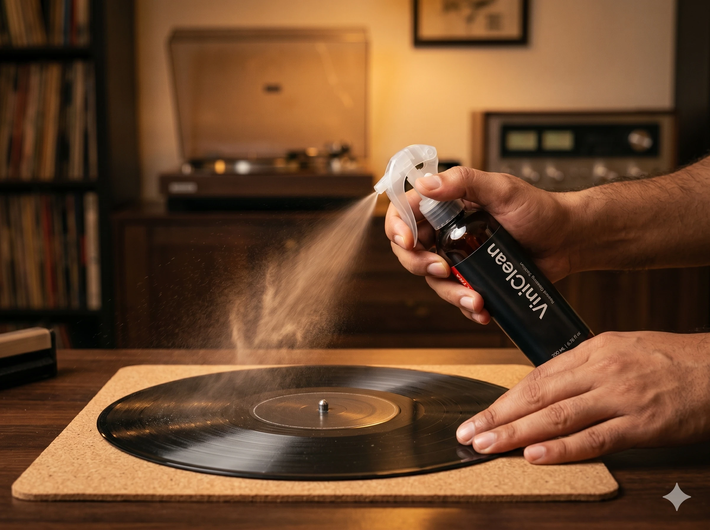 Applying ViniClean Ultra to a vinyl record