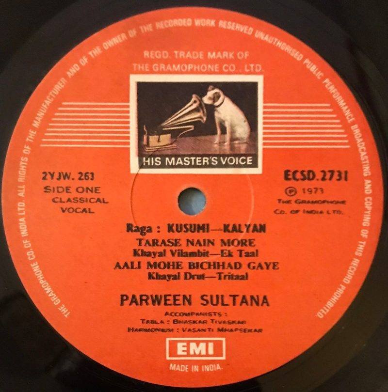 Khayal & Thumri - Parween Sultana Used Vinyl LP Record - Image 4