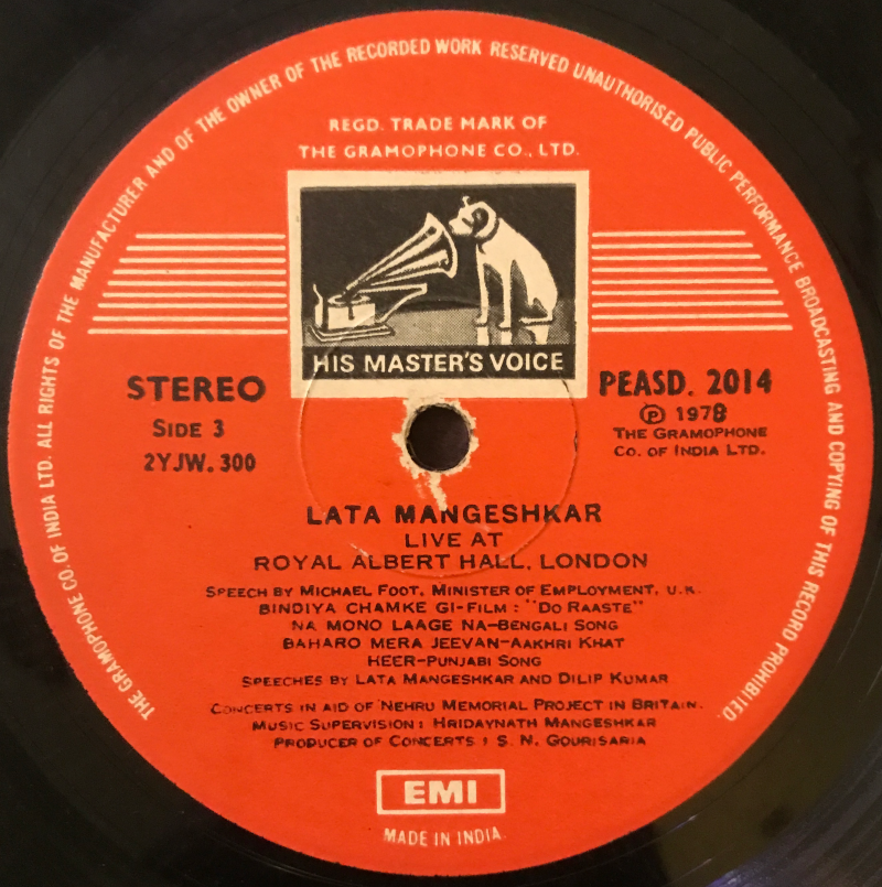 Live At Royal Albert Hall, London (March 1974) - Lata Mangeshkar Used Vinyl LP Record - Image 5