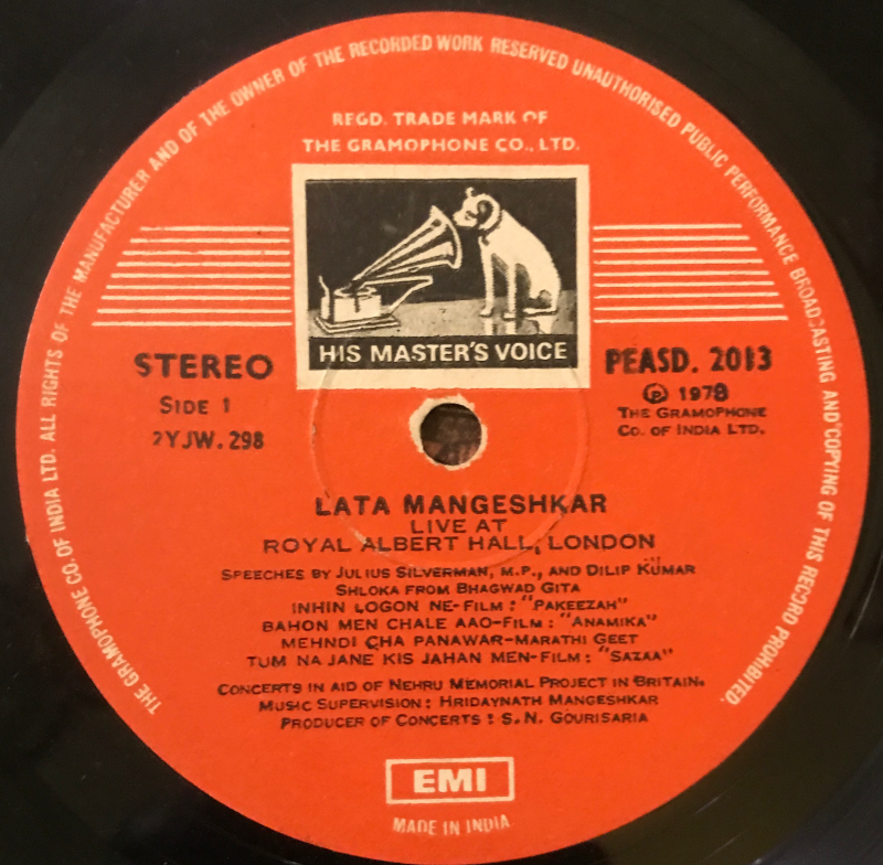 Live At Royal Albert Hall, London (March 1974) - Lata Mangeshkar Used Vinyl LP Record - Image 6