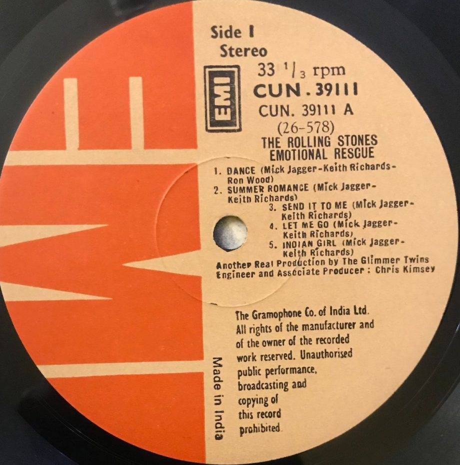 Emotional Rescue - The Rolling Stones Used Vinyl LP Record - Image 3