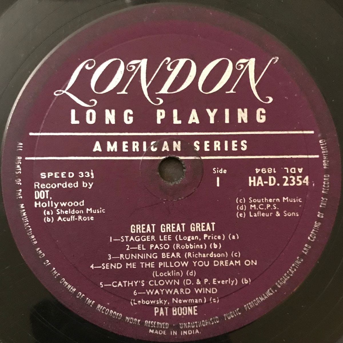 Great! Great! Great! - Pat Boone Used Vinyl LP Record