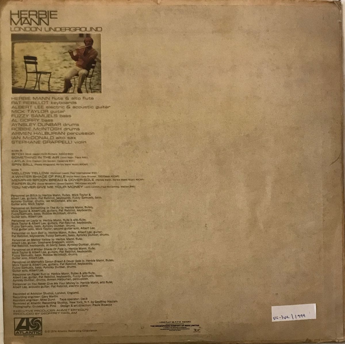 London Underground - Herbie Mann Used Vinyl LP Record