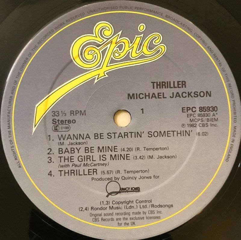 Thriller - Michael Jackson Used Vinyl LP Record - Image 3