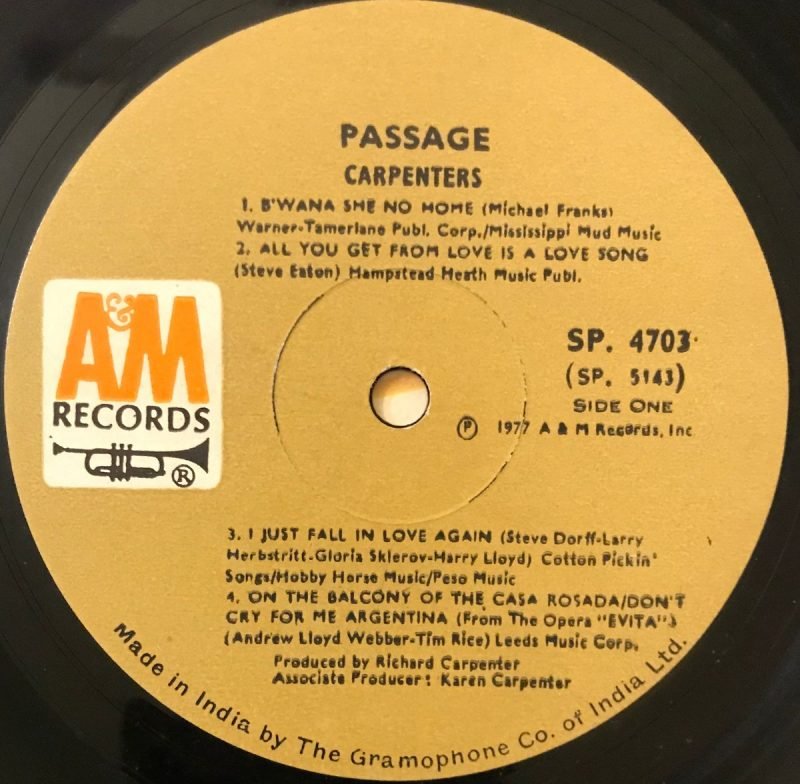 Passage - Carpenters Used Vinyl LP Record - Image 3