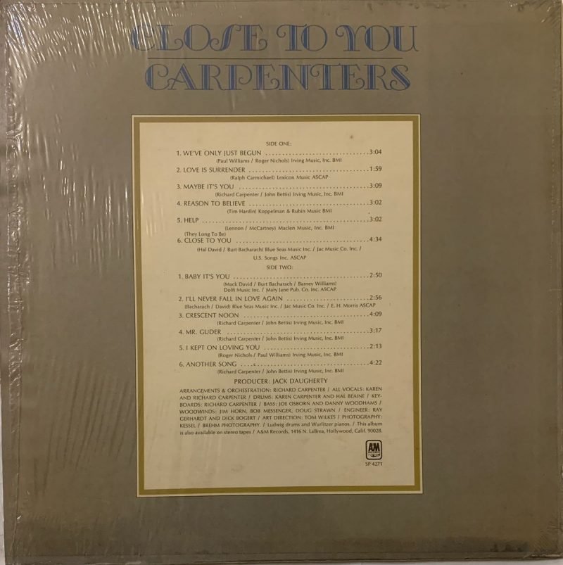 Close To You - Carpenters Used Vinyl LP Record (M) - Image 2