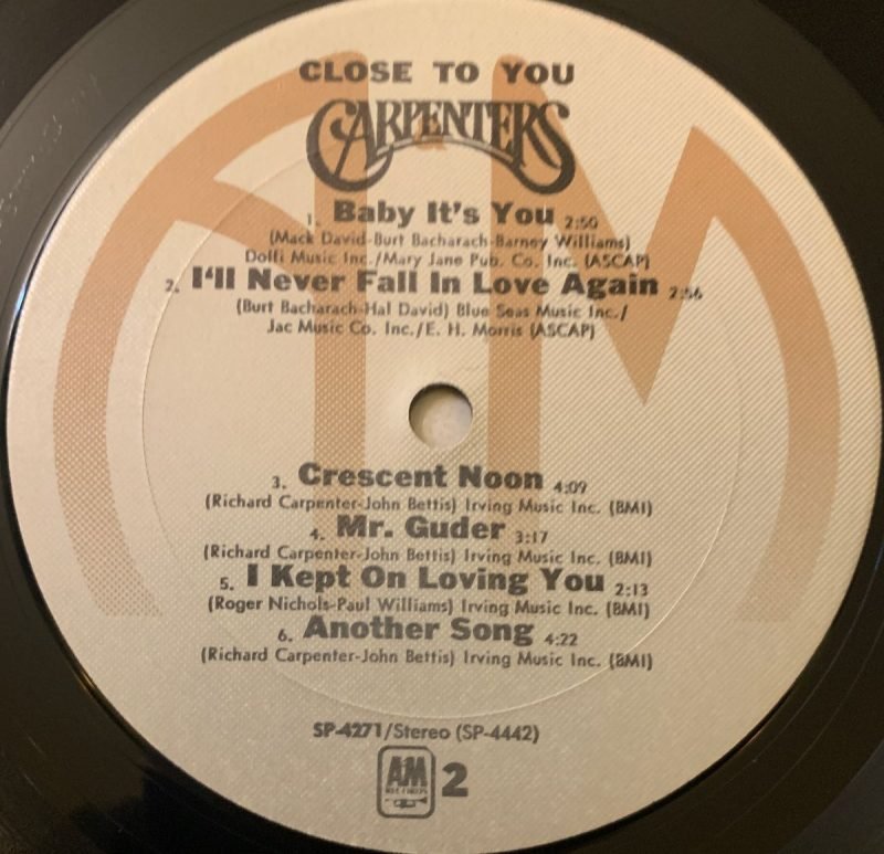 Close To You - Carpenters Used Vinyl LP Record (M) - Image 3