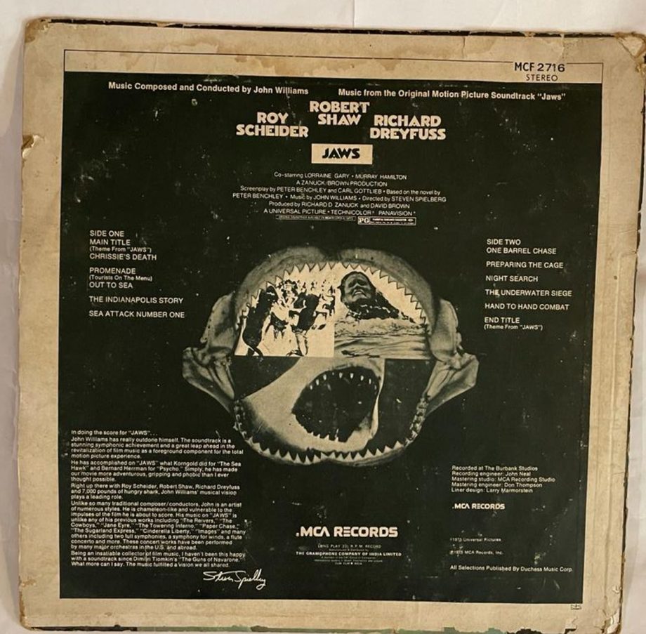 Jaws (Music From The Original Motion Picture Soundtrack) - John Williams (4) Used Vinyl LP Record (VG+) - Image 3