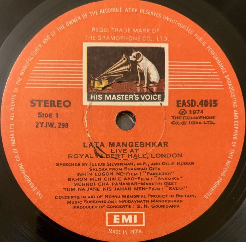 Live At Royal Albert Hall, London (March 1974) - Lata Mangeshkar Used Vinyl LP Record (VG-) - Image 3