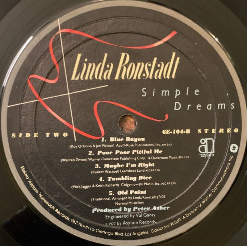 Simple Dreams - Linda Ronstadt Used Vinyl LP Record (VG) - Image 3