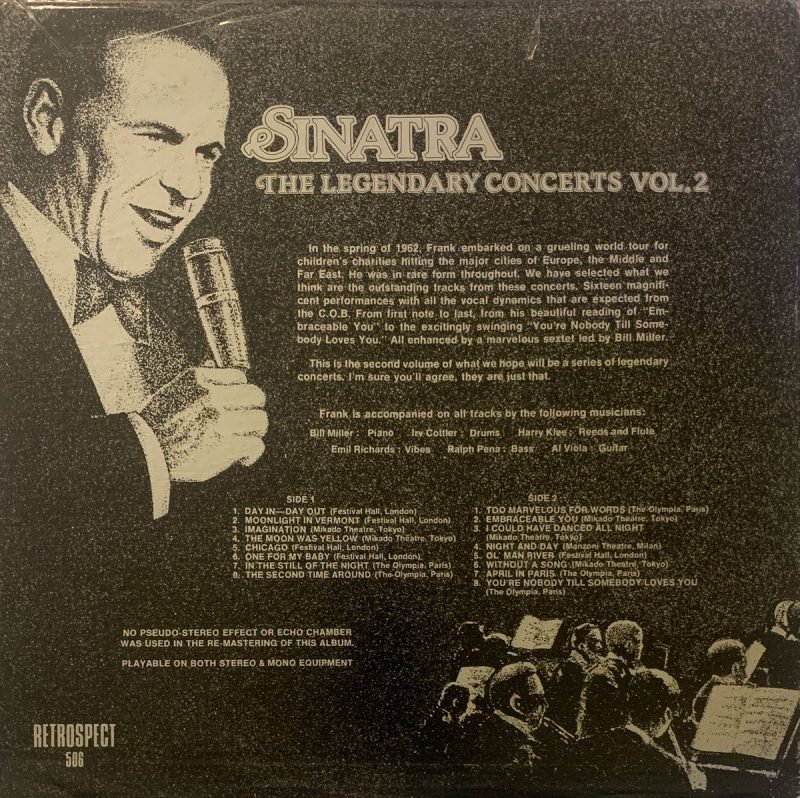 Sinatra - The Legendary Concerts Volume 1 - Frank Sinatra Used Vinyl LP Record (VG) - Image 2