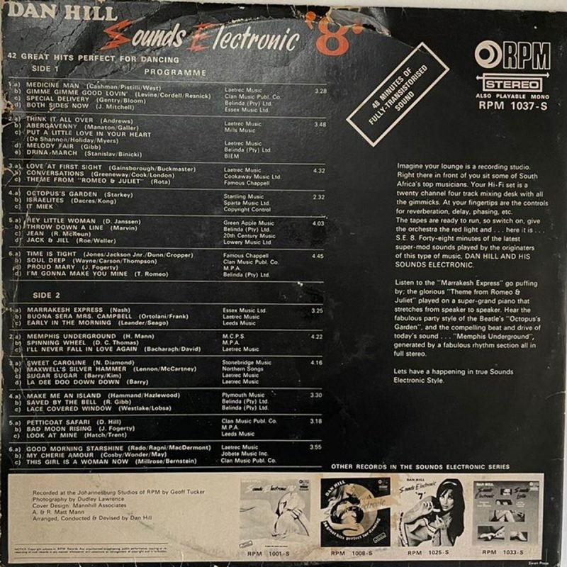 Sounds Electronic '8' (42 Great Hits Perfect For Dancing) - Dan Hill (2) Used Vinyl LP Record (VG-) - Image 3