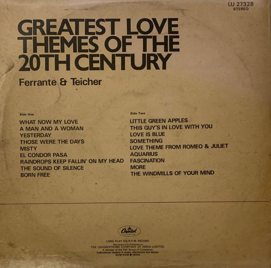 Greatest Love Themes Of The 20th Century - Ferrante & Teicher Used Vinyl LP Record (VG) - Image 2