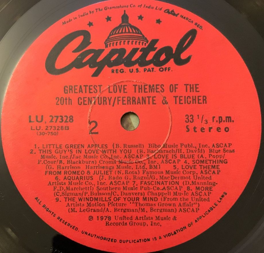 Greatest Love Themes Of The 20th Century - Ferrante & Teicher Used Vinyl LP Record (VG) - Image 3
