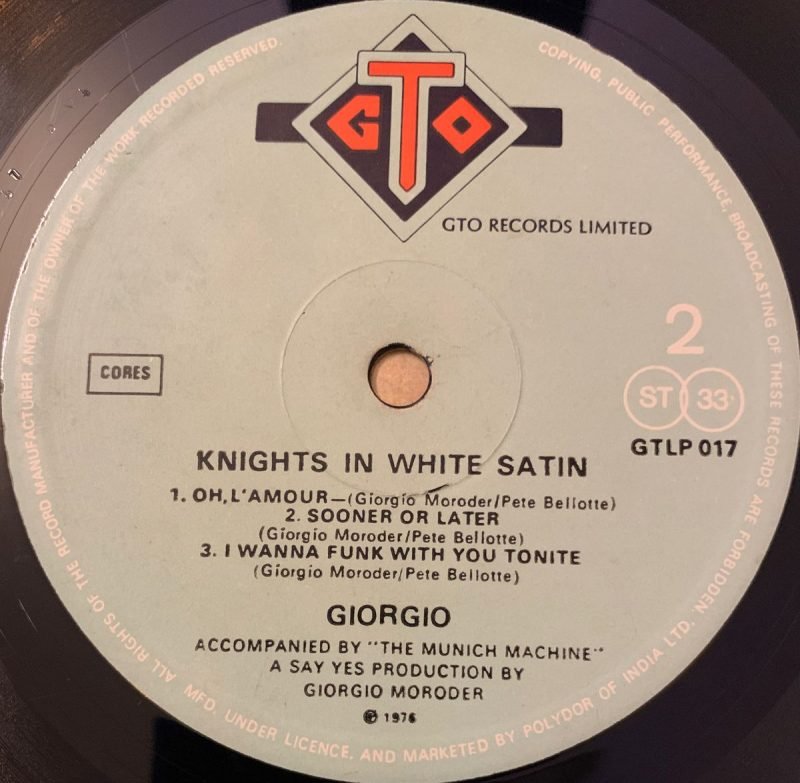 Knights In White Satin - Giorgio Moroder Used Vinyl LP Record (VG) - Image 3