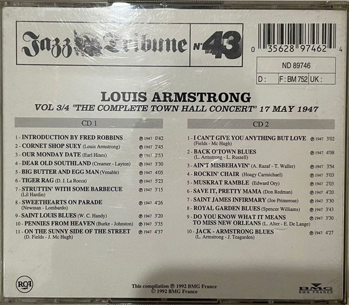 Louis Armstrong At Town Hall "The Complete Town Hall Concert" 17 May 1947 Vol. 3/4 - Louis Armstrong Used Audio CD (VG-)