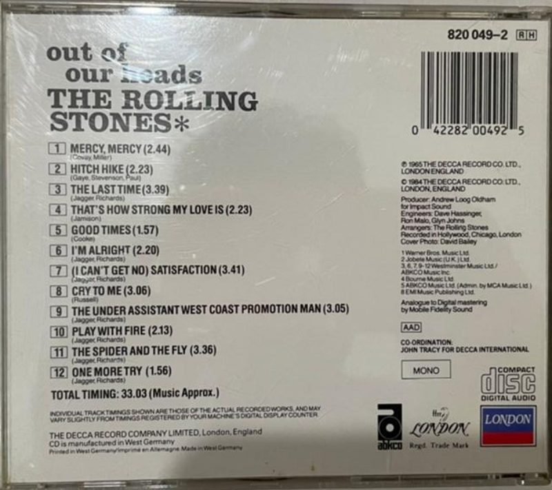 Out Of Our Heads - The Rolling Stones Used Audio CD (VG-) - Image 2