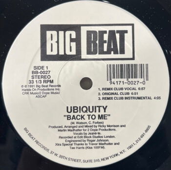 Back To Me - Ubiquity (2) - LP - Pre Owned Vinyl (Arrives in 14days)