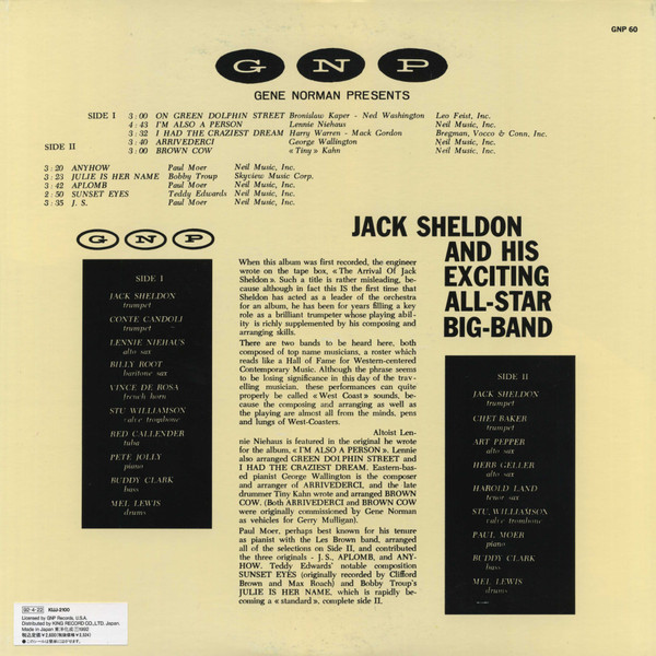 Jack's Groove - Jack Sheldon And His Exciting All-Star Big-Band - LP - Pre Owned Vinyl (Arrives in 14days)