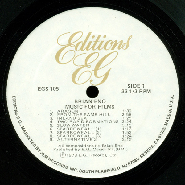 Music For Films - Brian Eno - LP - Pre Owned Vinyl (Arrives in 14days)