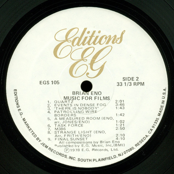 Music For Films - Brian Eno - LP - Pre Owned Vinyl (Arrives in 14days)