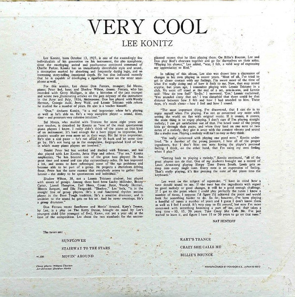 Very Cool - Lee Konitz - LP - Pre Owned Vinyl (Arrives in 14days)