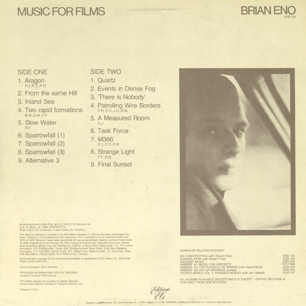 Music For Films - Brian Eno - LP - Pre Owned Vinyl (Arrives in 14days)