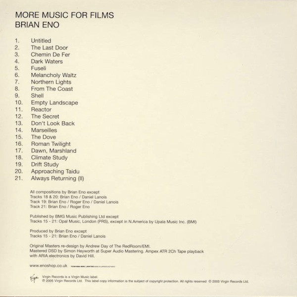 More Music For Films - Brian Eno - Audio CD - Pre Owned CDs (Arrives in 14days)