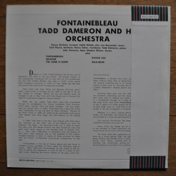Fontainebleau - Tadd Dameron - LP - Pre Owned Vinyl (Arrives in 21days)