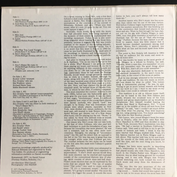 Status - Eric Dolphy - LP - Pre Owned Vinyl (Arrives in 21days)
