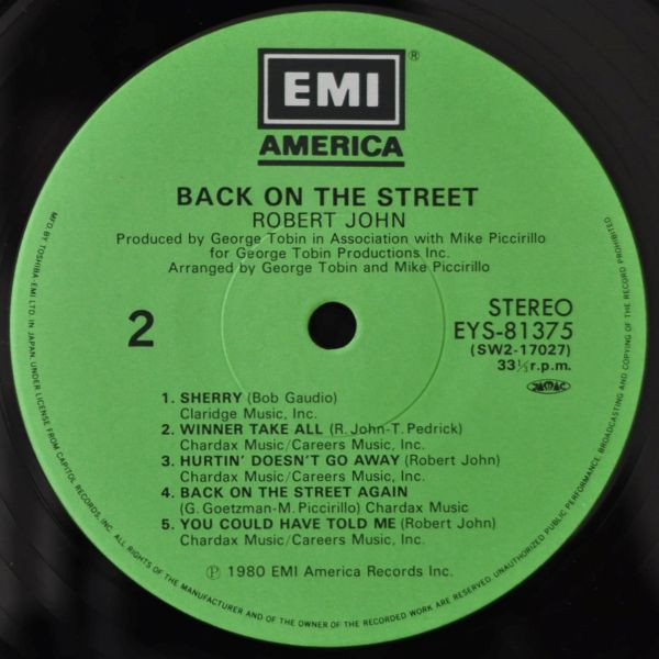Back On The Street - Robert John - LP - Pre Owned Vinyl (Arrives in 21days)