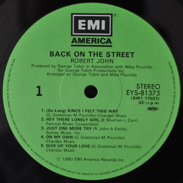 Back On The Street - Robert John - LP - Pre Owned Vinyl (Arrives in 21days)