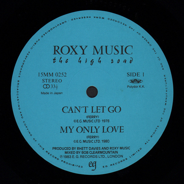 The High Road - Roxy Music - LP - Pre Owned Vinyl (Arrives in 21days)