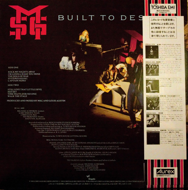 Built To Destroy - The Michael Schenker Group - LP - Pre Owned Vinyl (Arrives in 21days)
