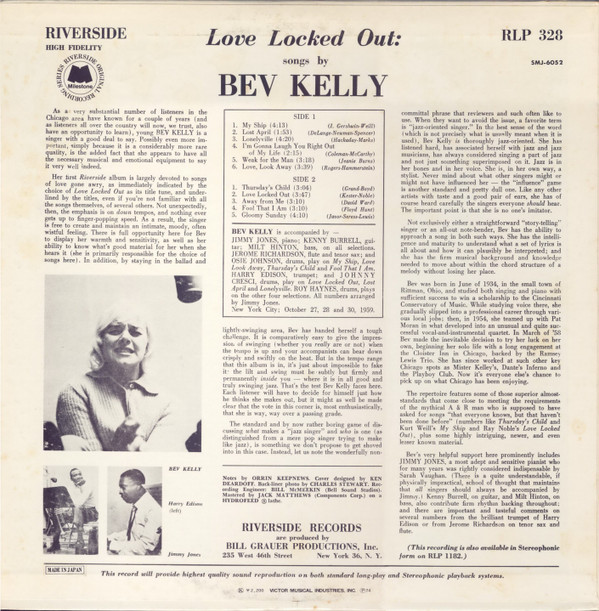 Love Locked Out - Bev Kelly - LP - Pre Owned Vinyl (Arrives in 21days)