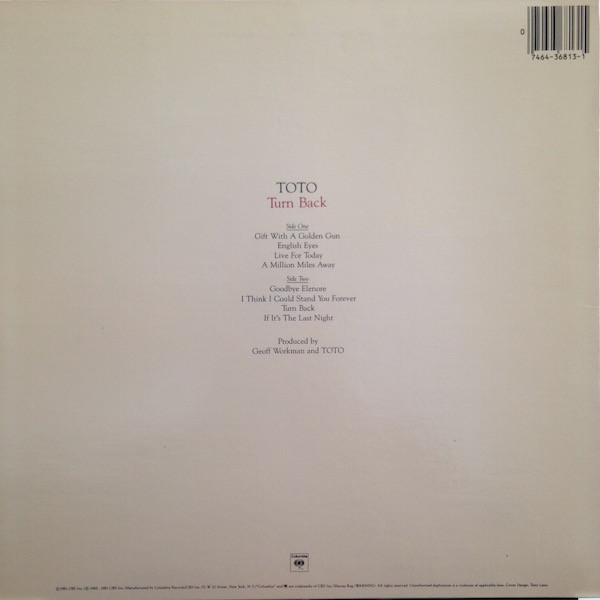 Turn Back - Toto - LP - Pre Owned Vinyl (Arrives in 21days)