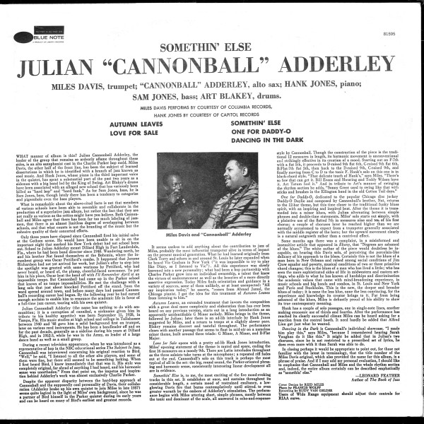 Somethin' Else - Cannonball Adderley - LP - Pre Owned Vinyl (Arrives in 21days)
