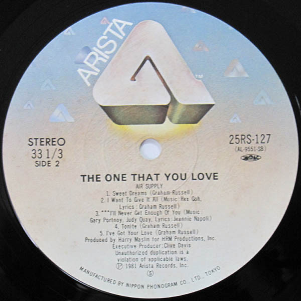 The One That You Love - Air Supply - LP - Pre Owned Vinyl (Arrives in 21days)