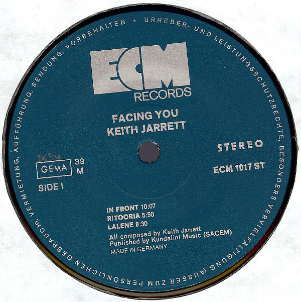 Facing You - Keith Jarrett - LP - Pre Owned Vinyl (Arrives in 21days)