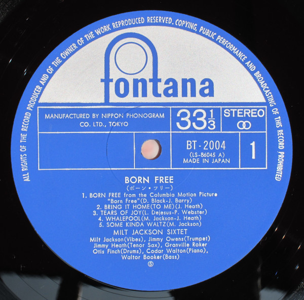 Born Free - Milt Jackson - LP - Pre Owned Vinyl (Arrives in 21days)
