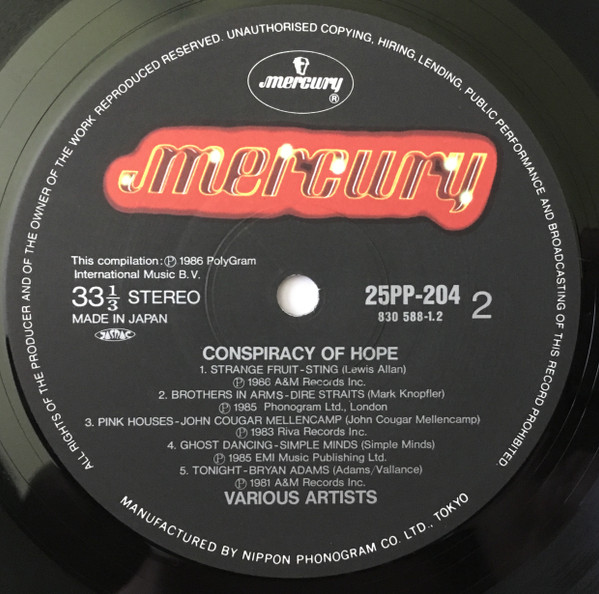 Conspiracy Of Hope - Various - LP - Pre Owned Vinyl (Arrives in 21days)