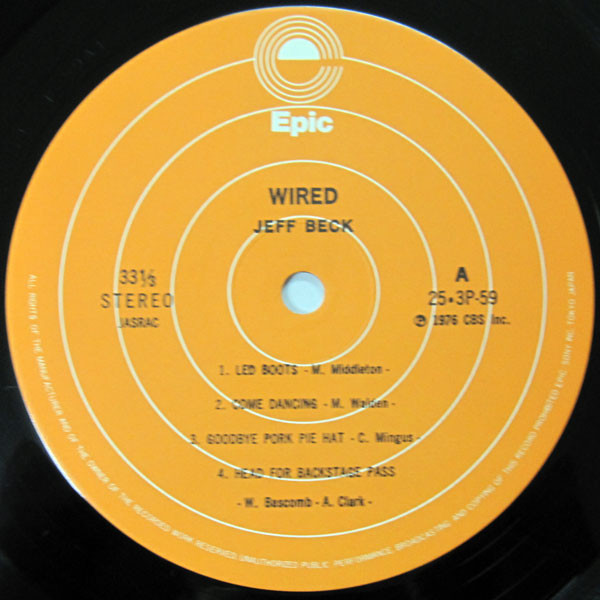 Wired - Jeff Beck - LP - Pre Owned Vinyl (Arrives in 21days)