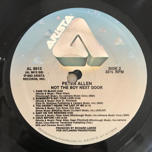 Not The Boy Next Door - Peter Allen - LP - Pre Owned Vinyl (Arrives in 21days)