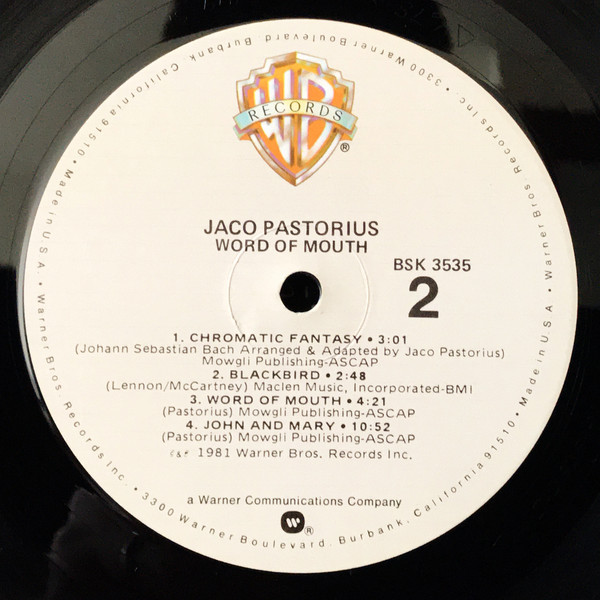 Word Of Mouth - Jaco Pastorius - LP - Pre Owned Vinyl (Arrives in 21days)