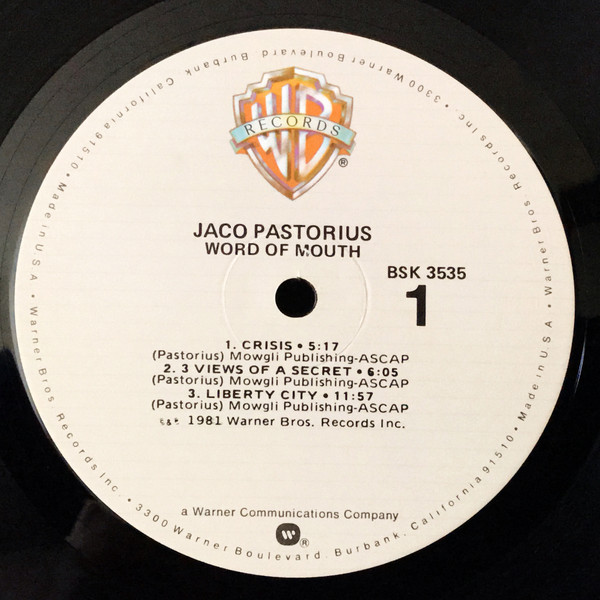 Word Of Mouth - Jaco Pastorius - LP - Pre Owned Vinyl (Arrives in 21days)