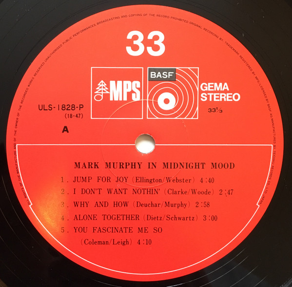 Midnight Mood - Mark Murphy - LP - Pre Owned Vinyl (Arrives in 21days)