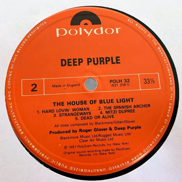 The House Of Blue Light - Deep Purple - LP - Pre Owned Vinyl (Arrives in 21days)
