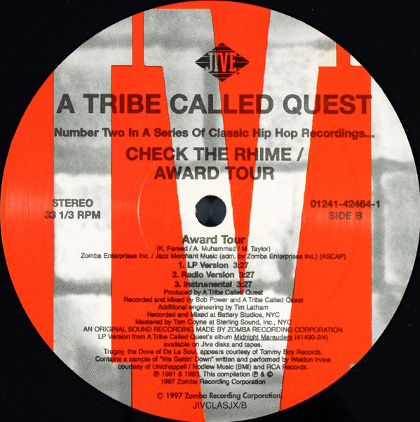 Check The Rhime / Award Tour - A Tribe Called Quest - LP - Pre Owned Vinyl (Arrives in 14days)