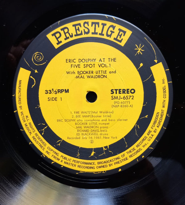 Eric Dolphy - At The Five Spot, Volume I. Vinyl LP Record (Arrives in 21 days)