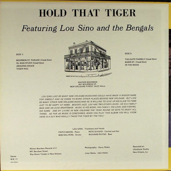 Lou Sino And The Bengals - Hold That Tiger Vinyl LP Record (Arrives in 21 days)